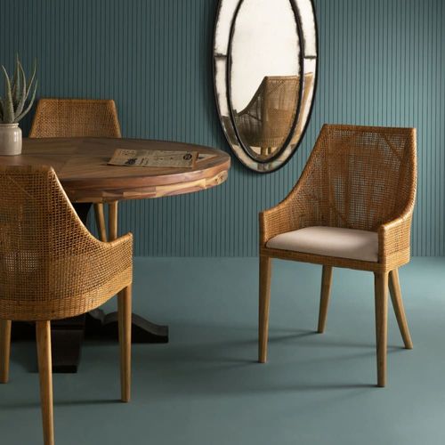 Chaise En Rotin Avec Assise Amovible En Tissu - H88 Cm
