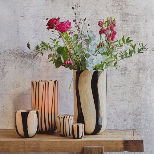Vase en verre ø19cm - Noir et blanc