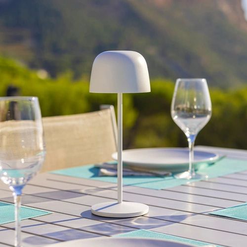 Lampe De Table Sans Fil Aluminium Blanc H28cm