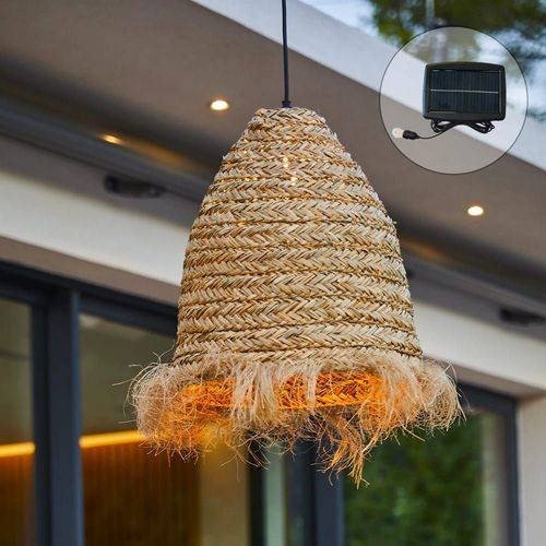 Suspension Solaire Bohème Jonc De Mer Beige H47cm
