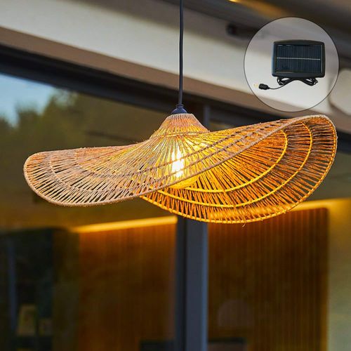 Suspension Solaire Bohème Jute Beige H14cm