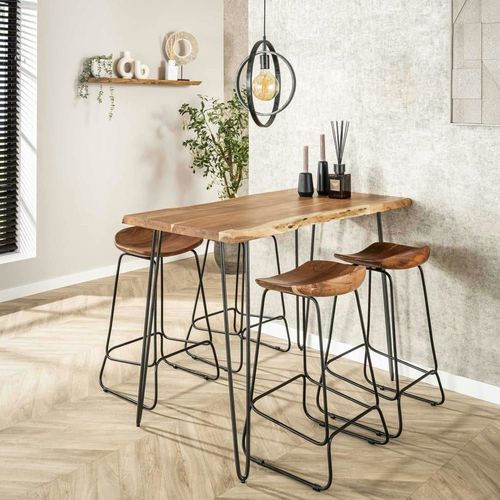 Table Haute Bords Naturels En Acacia Massif L130cm