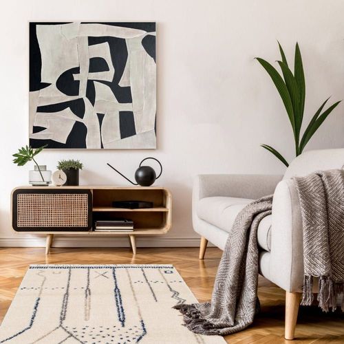 Tapis Doux Et Design Style Ethnique Bleu 160 X 230