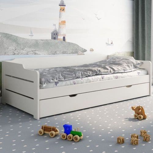 Lit Avec Lit Gigogne En Pin Blanc 90x200