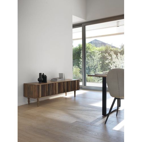 Meuble Tv 3 Portes Multicolores En Acacia Massif