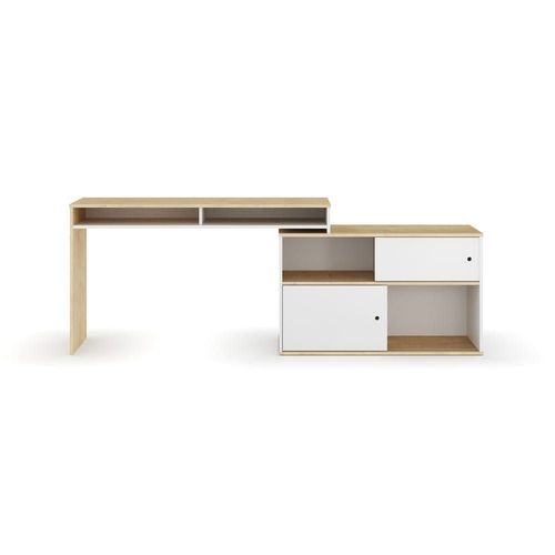 Bureau Modulable Avec Rangement Blanc Et Bois