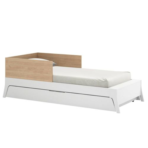 Pack Lit Bébé Combiné Et Évolutif Avec Matelas Blanc Et Bois 70x140 Cm