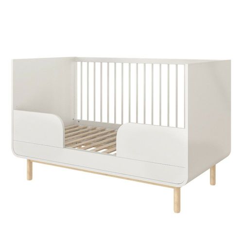 Lit Évolutif Bébé Effet Bois Blanc 70x140 Cm