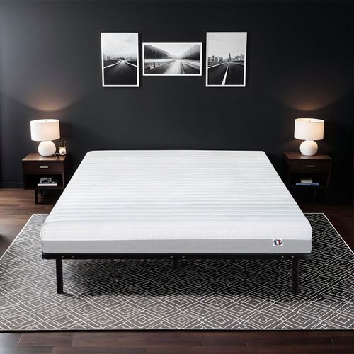 Ensemble 90x200 cm Matelas Mousse HD + Sommier Métal