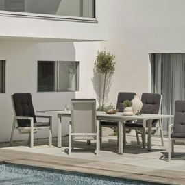 Table De Jardin Extensible 6/14 Places En Aluminium Gris Sable