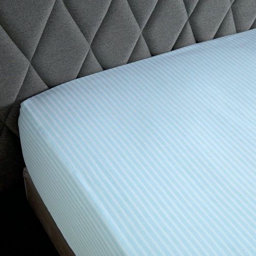 Drap Housse Satin Bleu Clair 90x190 Cm