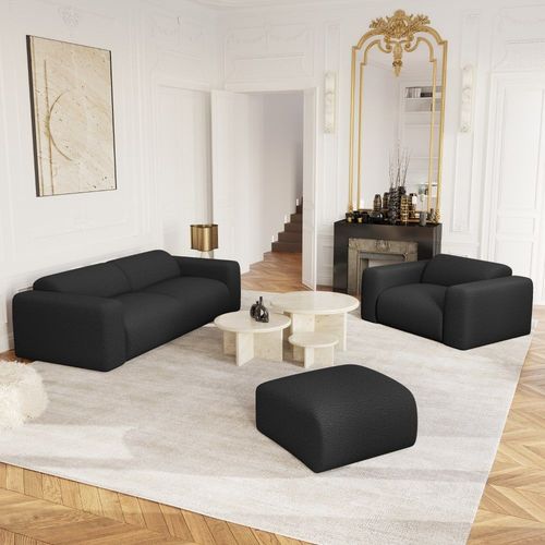 Canapé 4 Places En Bouclette Anthracite Foncé 240cm