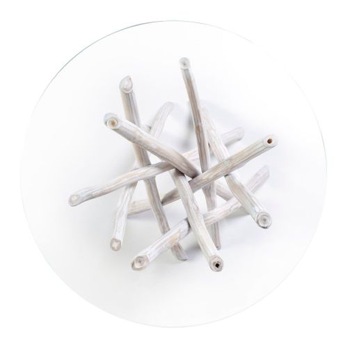 Table D'appoint En Verre Et Bois Blanc Ø 50 Cm