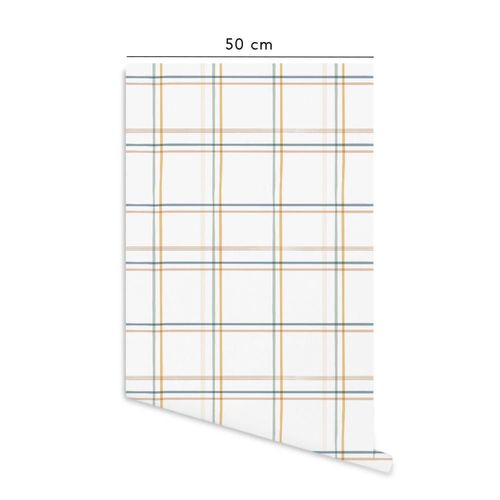 Papier peint vinyle adhésif tartan coloré multicolore 50x300 cm