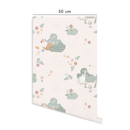 Papier peint vinyle adhésif ferme heureuse multicolore 50x300 cm