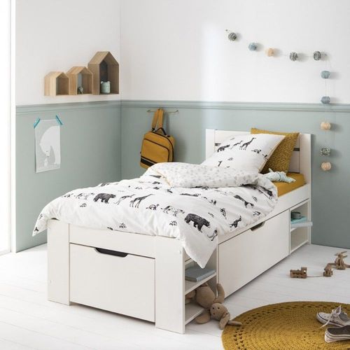 Lit Multi-Rangements En Pin Blanc 90x200