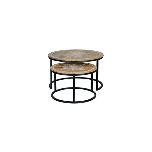 Table Basse En Bois De Manguier Et Pieds En Métal Naturel Et Noir