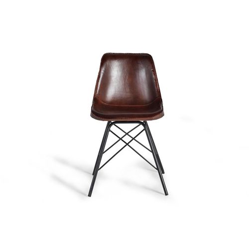 Chaise De Style Industriel Recouverte De Cuir Naturel