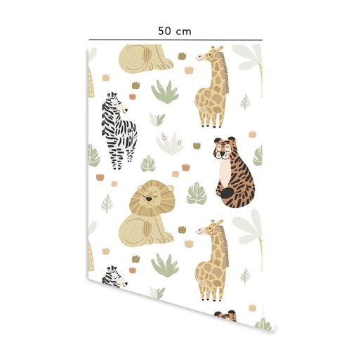 Papier peint vinyle adhésif animaux multicolore 50x300 cm