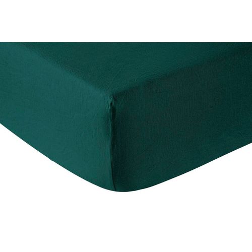 Drap Housse Lin Vert Sapin 180x200 Cm