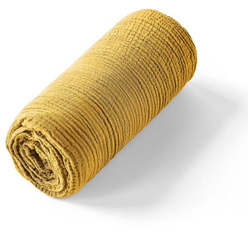 Drap Housse Gaze De Coton Safran Mineral 180x200 Cm