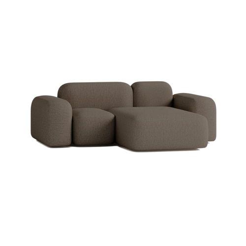 Canapé D'angle Modulable 2 Places Tissu Marron