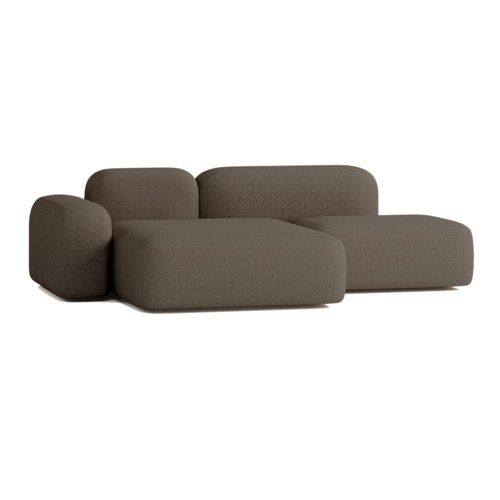 Canapé D'angle Modulable 3 Places Tissu Marron