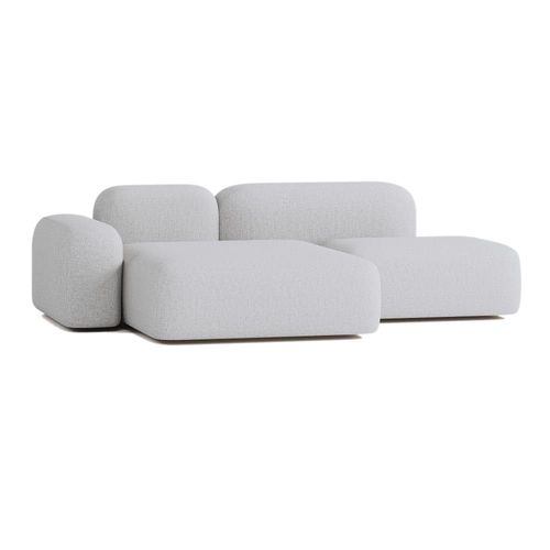 Canapé D'angle Modulable 3 Places Tissu Gris Clair