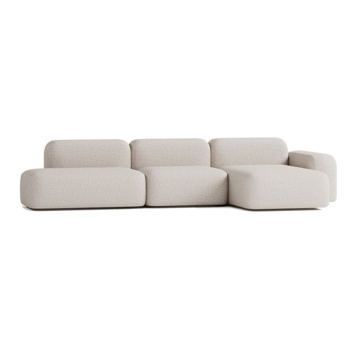 Canapé D'angle Modulable 5 Places En Tissu Beige
