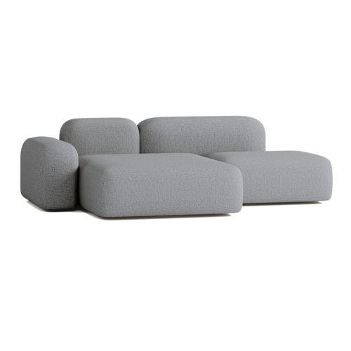 Canapé D'angle Modulable 3 Places Tissu Gris Foncé