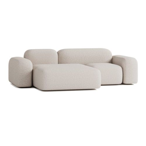 Canapé D'angle Modulable 3 Places Tissu Beige