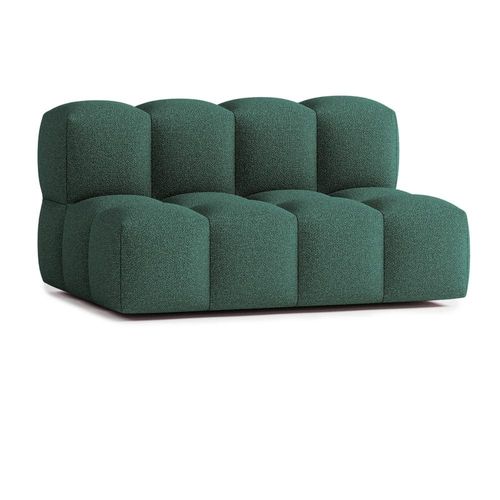 Canapé Droit 3 Places Tissu Bouclette Vert Foncé