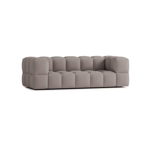 Canapé Droit 4 Places En Tissu Bouclette Marron