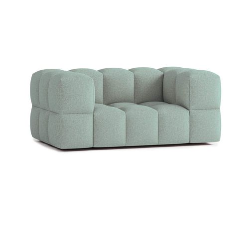Canapé Droit 2 Places En Tissu Bouclette Vert Clair