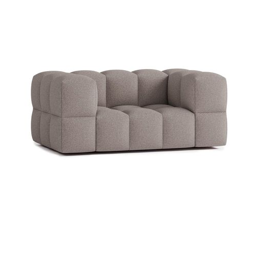 Canapé Droit 2 Places En Tissu Bouclette Marron