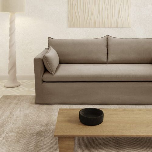 Canapé 3 Places En Lin Et Coton Marron Glacé 206cm