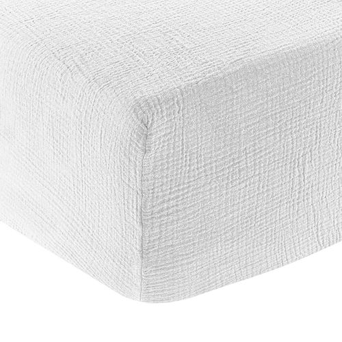 Drap Housse Gaze De Coton Blanc 90x190 Cm