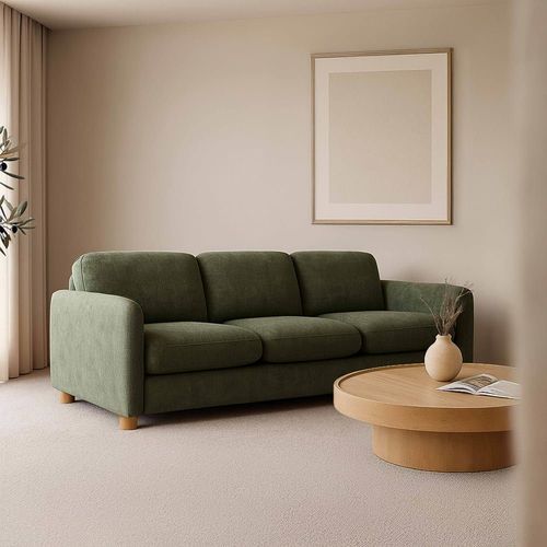 Canapé Fixe En Tissu 3 Places Vert Foncé
