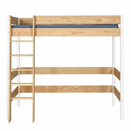 Lit Mezzanine Blanc Et Bois 90x190 Cm