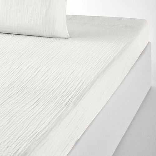 Drap Housse Gaze De Coton Blanc Pur 140x190 Cm