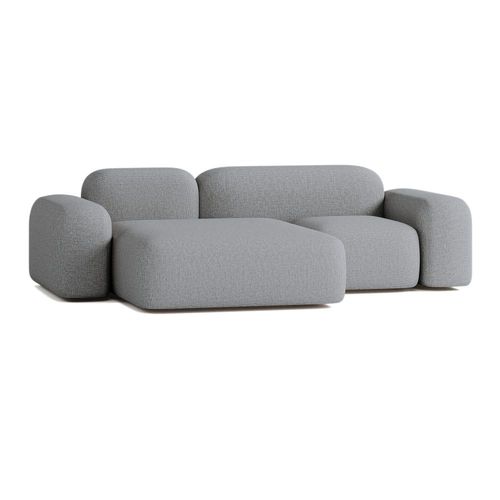 Canapé D'angle Modulable 3 Places Tissu Gris Foncé
