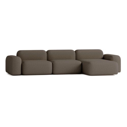 Canapé D'angle 5 Places En Tissu Marron