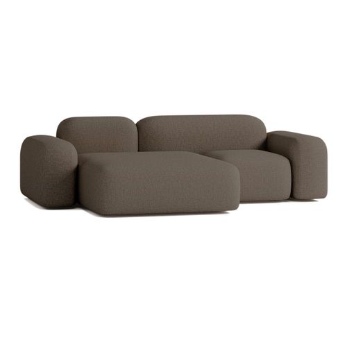 Canapé D'angle Modulable 3 Places Tissu Marron