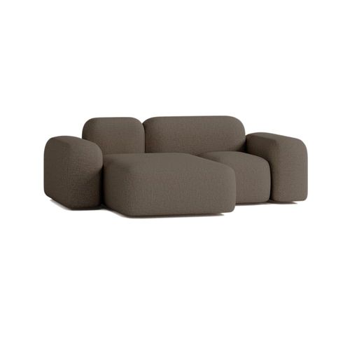Canapé D'angle Modulable 2 Places Tissu Marron