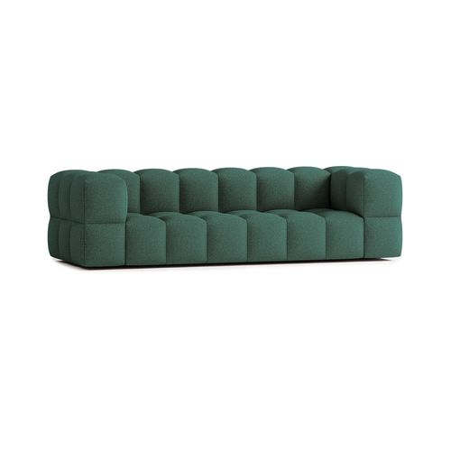 Canapé Droit 5 Places En Tissu Bouclette Vert Foncé
