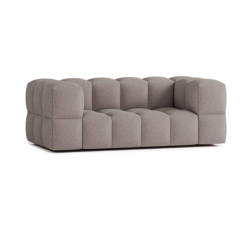 Canapé Droit 3 Places En Tissu Bouclette Marron