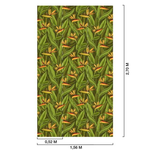 Papier peint Strelitzia vert 156x270 cm