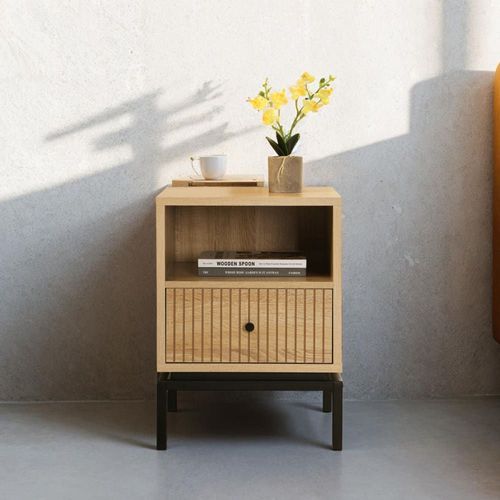 Table De Chevet 1 Tiroir Effet Bois 40 Cm