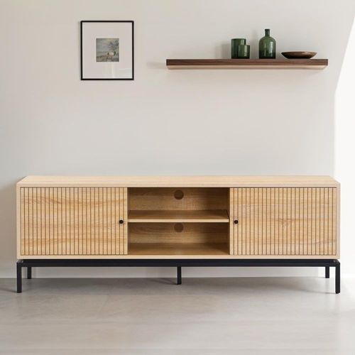 Meuble Tv 2 Portes Effet Bois 160 Cm