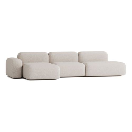 Canapé D'angle Modulable 5 Places En Tissu Beige